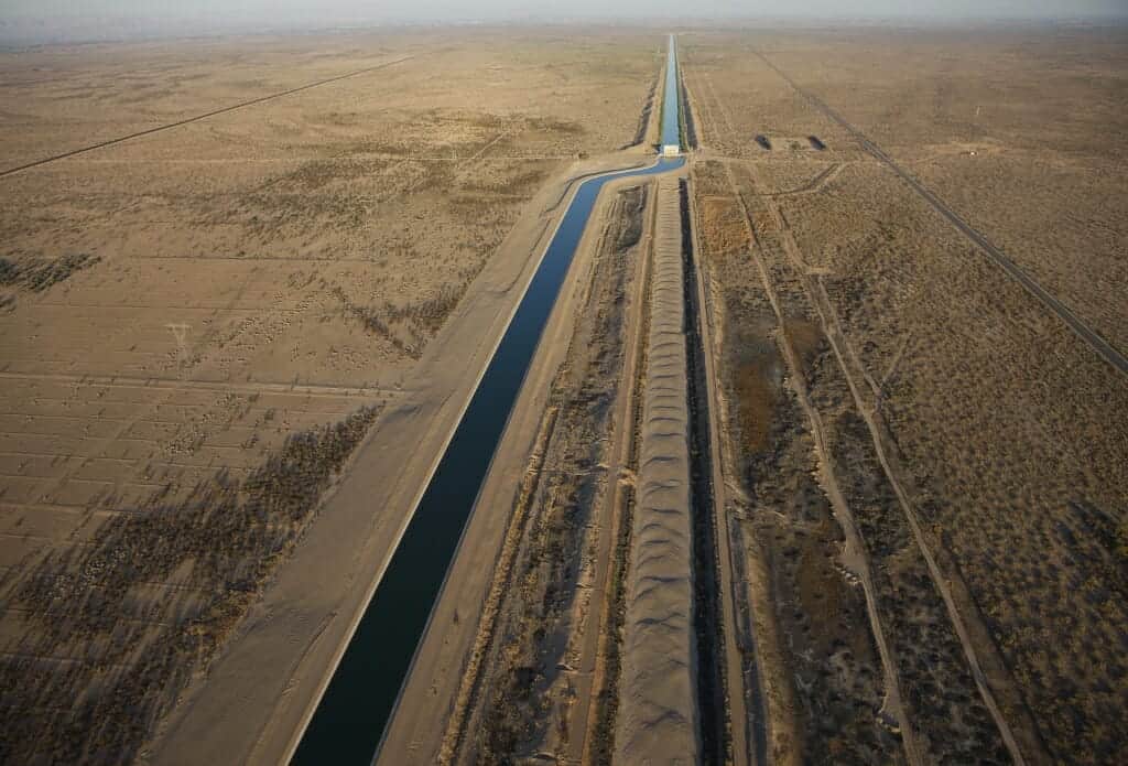 photo: California aqueducts and canals. Rising temperatures sucking water out of the Colorado River
