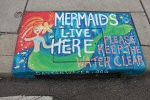 Dayton, Ohio storm drains: murals remind public to keep contaminants out of waterways