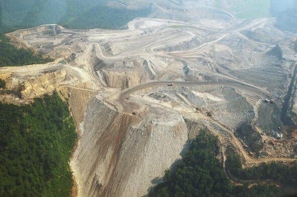 photo: mountaintop removal by coal mining industry in "Wild, Wonderful" West Virginia - possible cause of deformed fish in the area