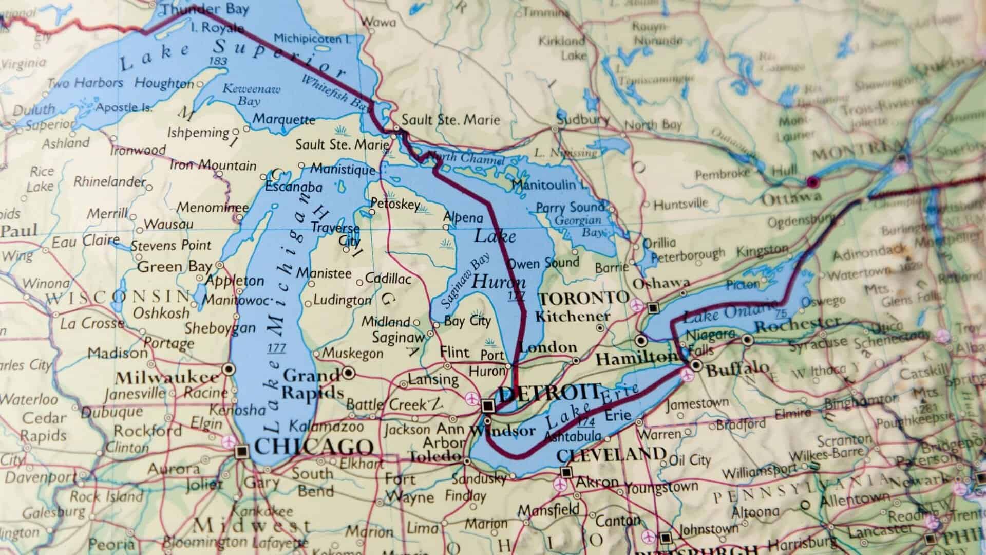 Map: the Great Lakes and the St. Lawrence waterway