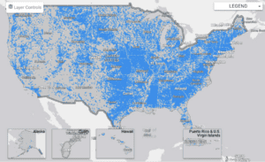 US government map: locations of dams in the United States.